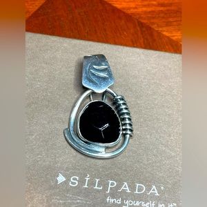 Silpada black Obsidian pendant set in sterling silver
